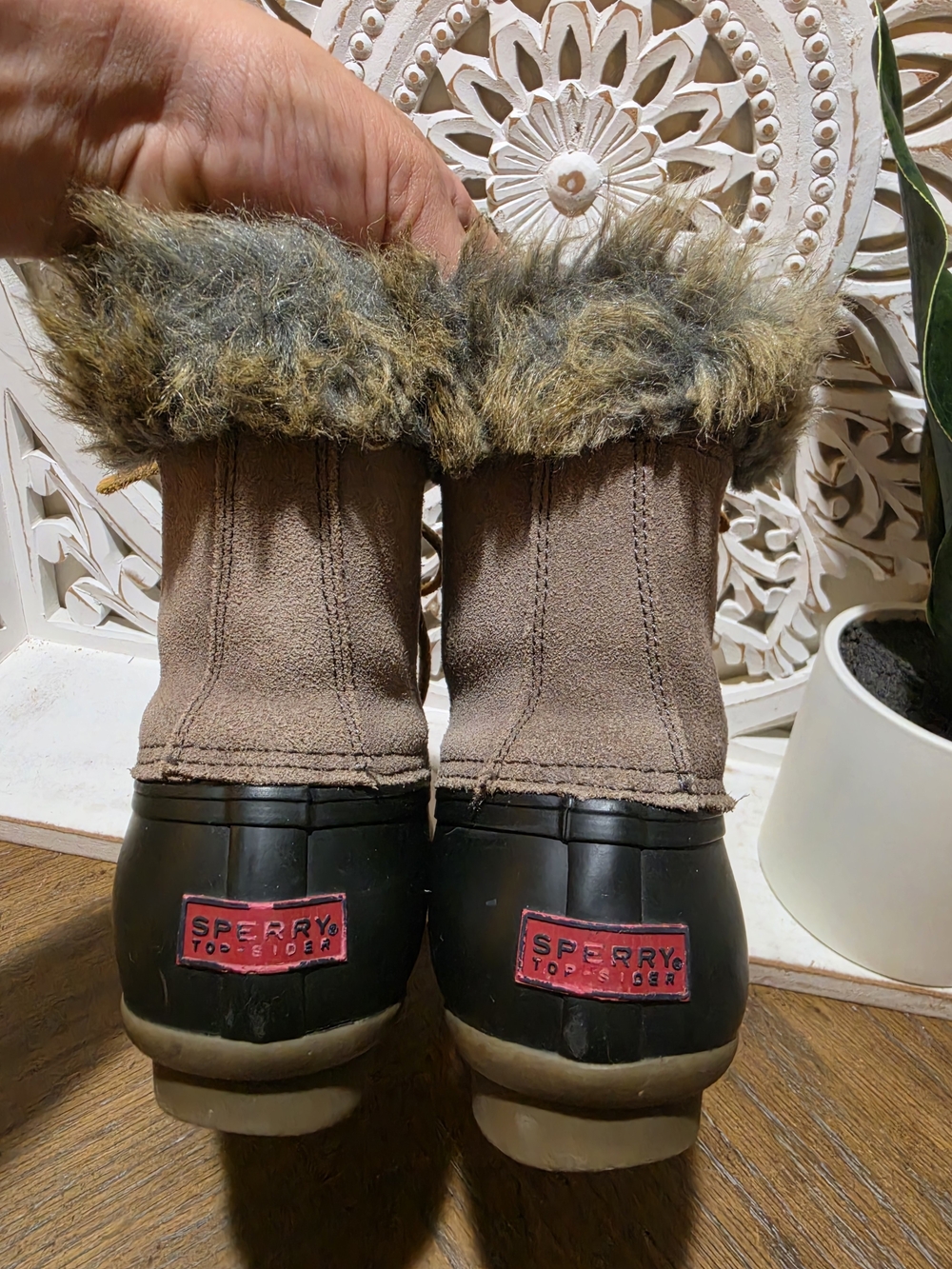 Sperry Brown Faux-Fur Lace-Up Winter Boots Womens Size 6 - Picture 4 of 6